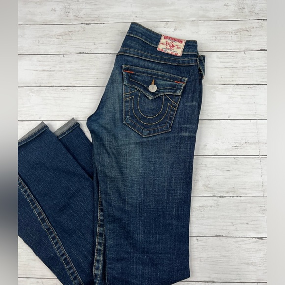 True Religion VTG USA Made Joey Low Rise Flare Jeans Size 28 - Picture 3 of 15